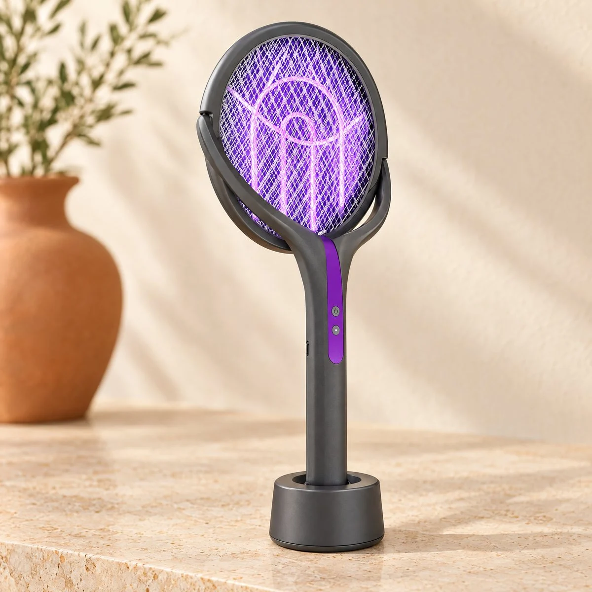 Raquette anti-moustique télescopique UV