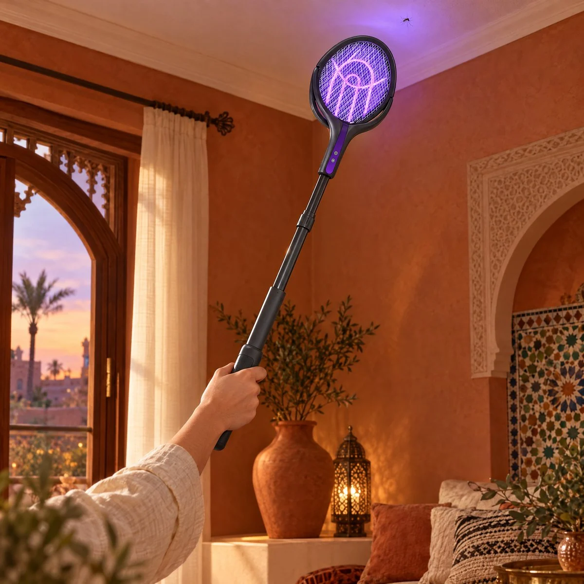 Raquette anti-moustique télescopique UV