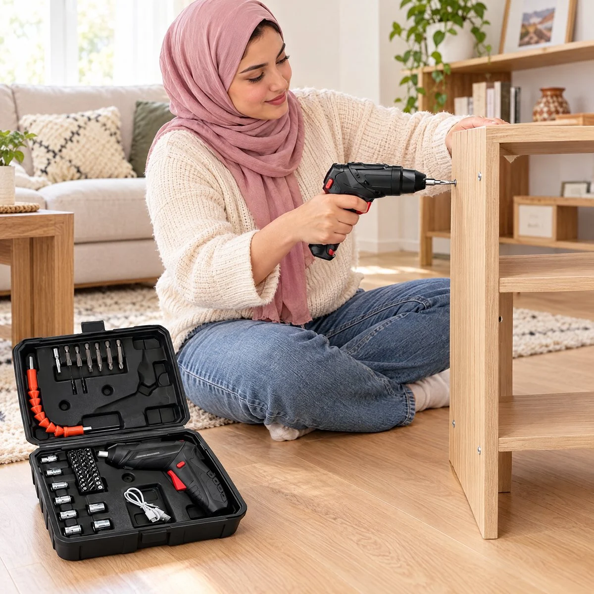 Visseuse sans fil avec coffret 47 pièces